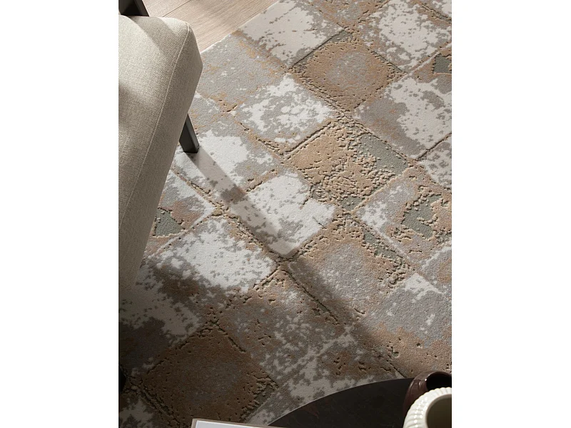 Tapijt 185x62 Beige Davos Cube