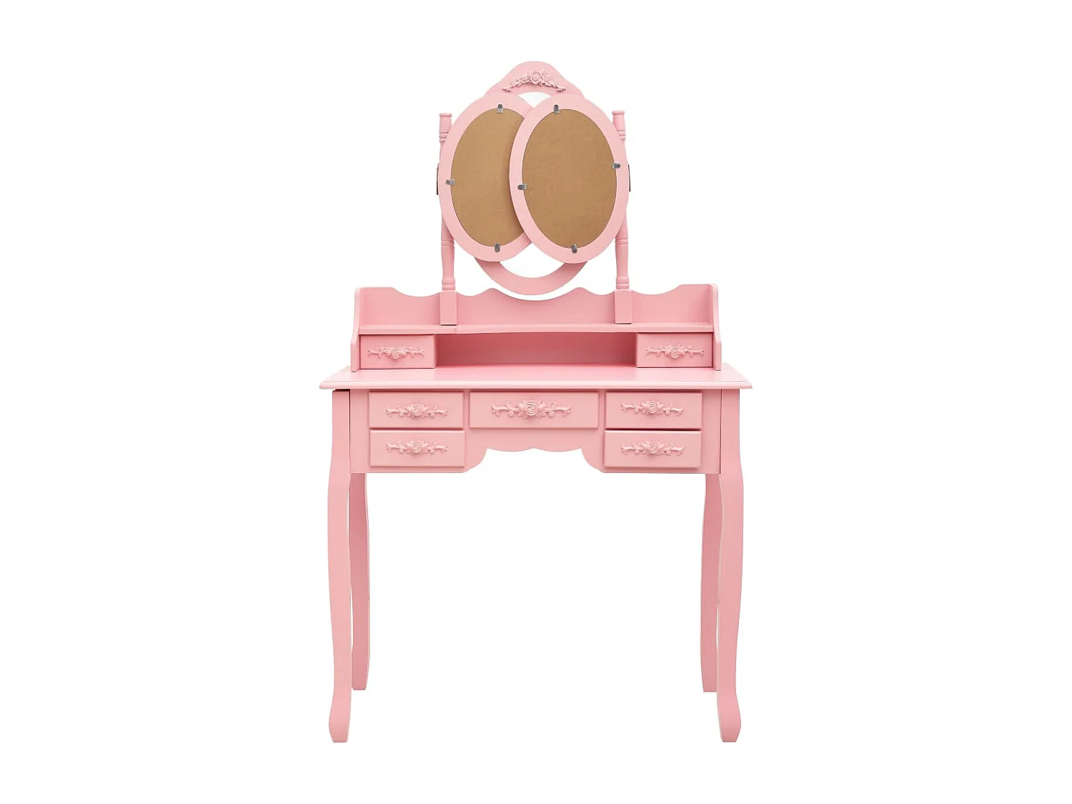 Toletta con sgabello e specchio 90 x 40 x 146 cm pieghevole in 3 rosa 02_0006327