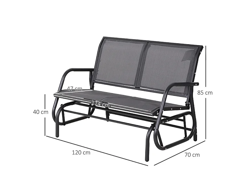 Banc à bascule 2 places ARNO métal noir