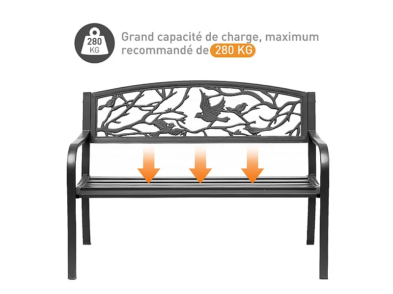 Banc de jardin acier WELFARE noir