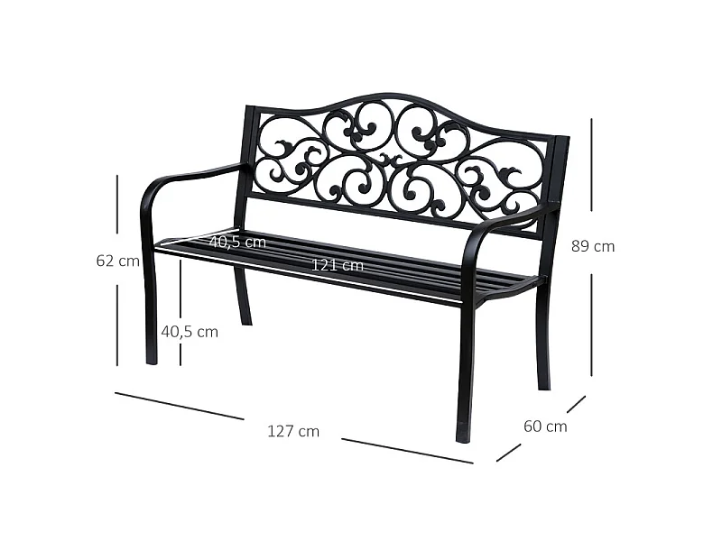 Banc de jardin HANK métal noir