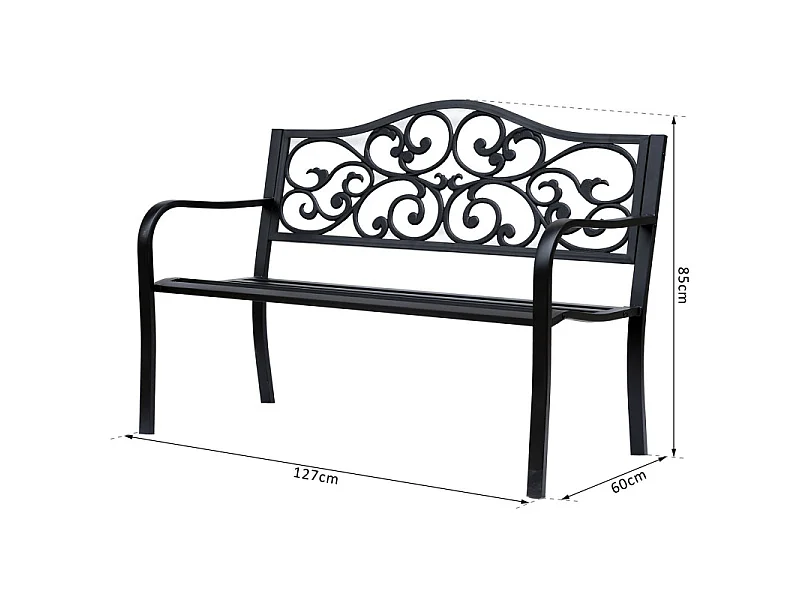 Banc de jardin HANK métal noir