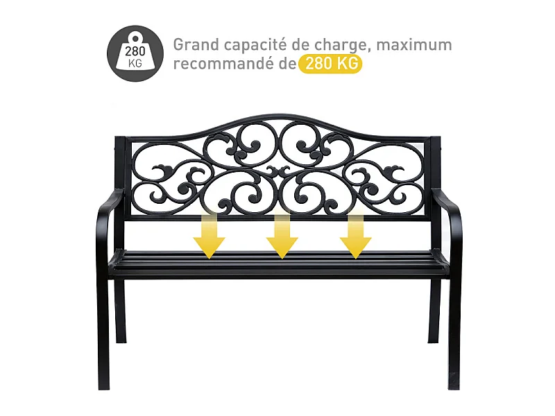 Banc de jardin HANK métal noir
