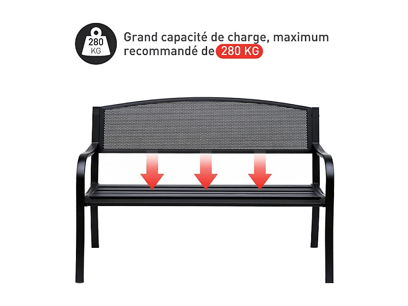 Banc de jardin Elegance 3 places noir