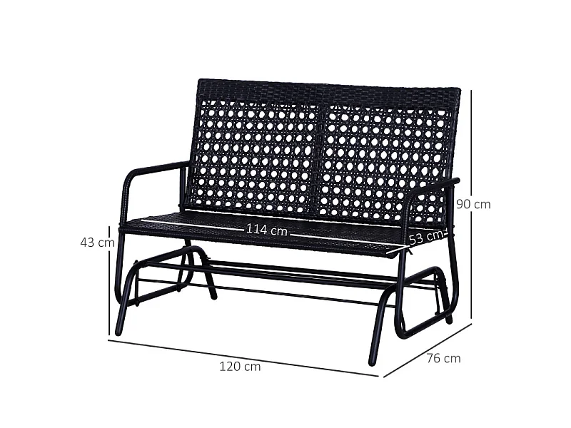 Banc à bascule de jardin ABEL noir