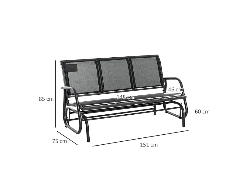 Banc à bascule design RYAN noir