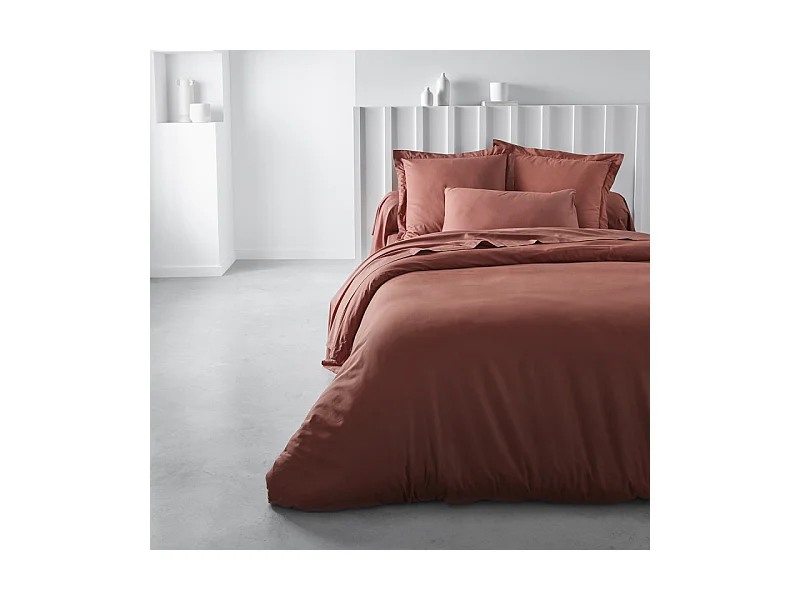 Funda nórdica lisa 100% algodón, calidad 144 hilos.Terracota 150x220cm