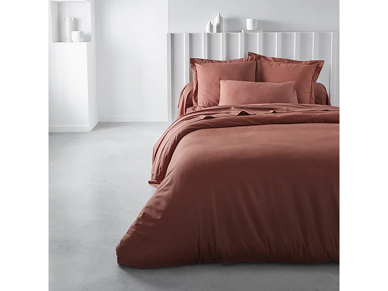 Housse de couette lisse 100% coton, qualité 144 fils. Terre cuite 150x220cm