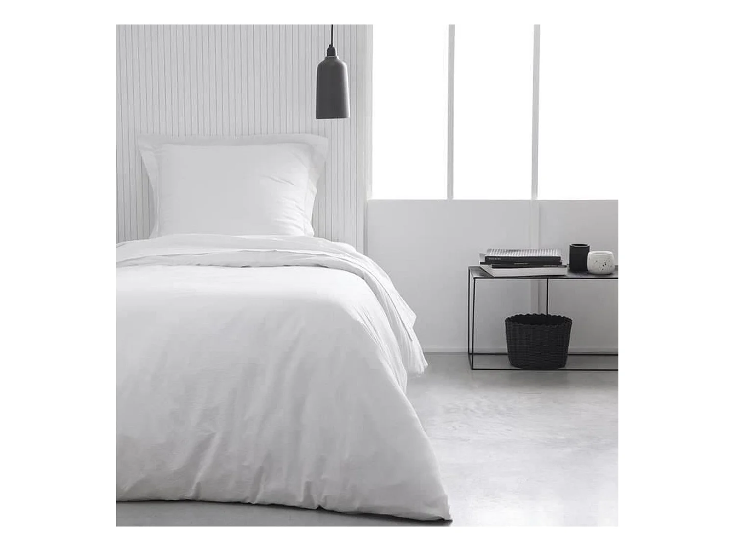 Housse de couette lisse 100% coton, qualité 144 fils. Blanc 150x220cm