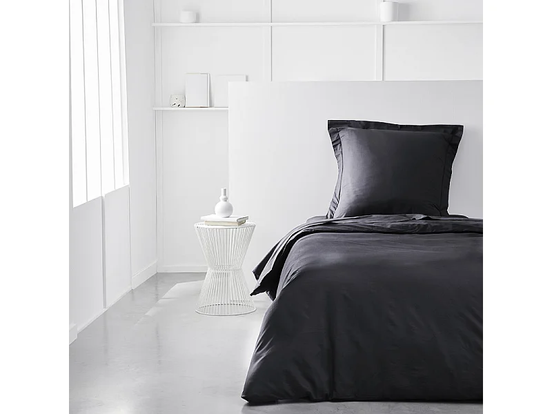 Housse de couette lisse 100% coton, qualité 144 fils. Carbone 150x220cm