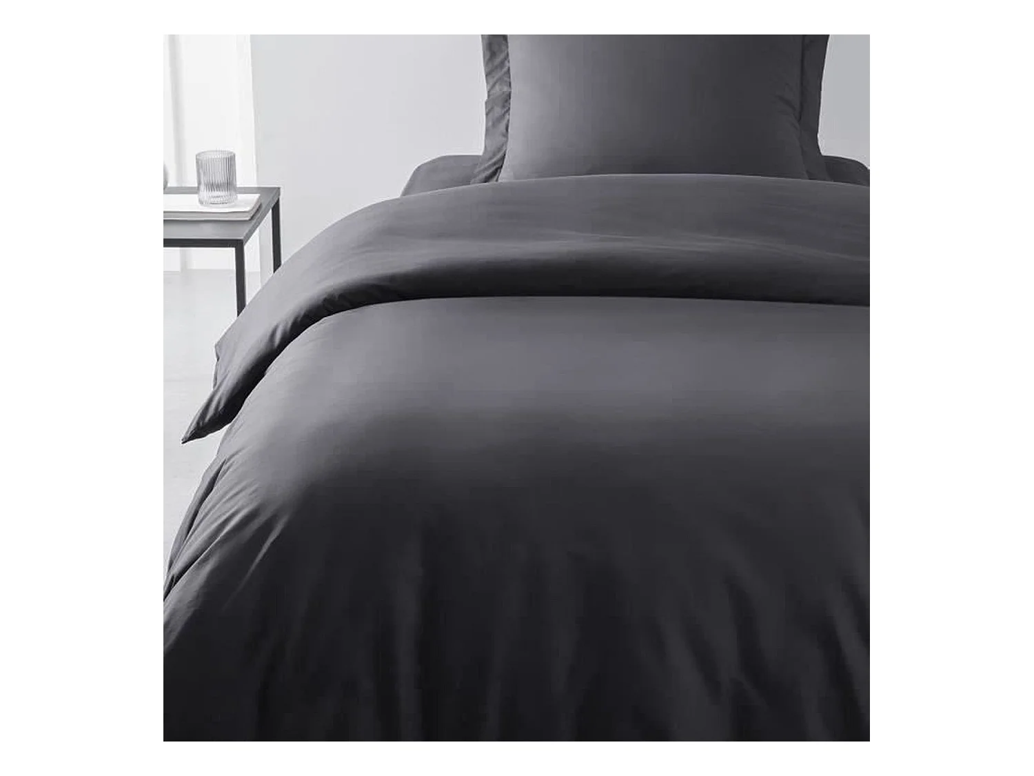 Funda nórdica lisa 100% algodón, calidad 144 hilos. Carbón 150x220cm