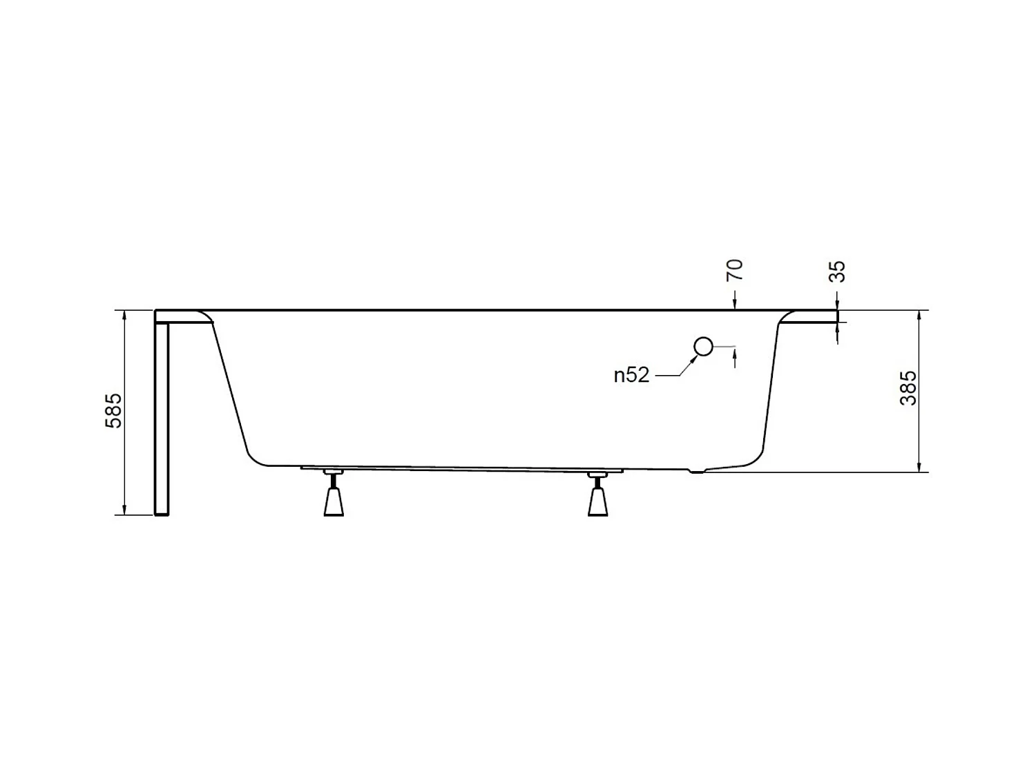 Baignoire d'angle ORIEGA 150 cm gauche avec tablier