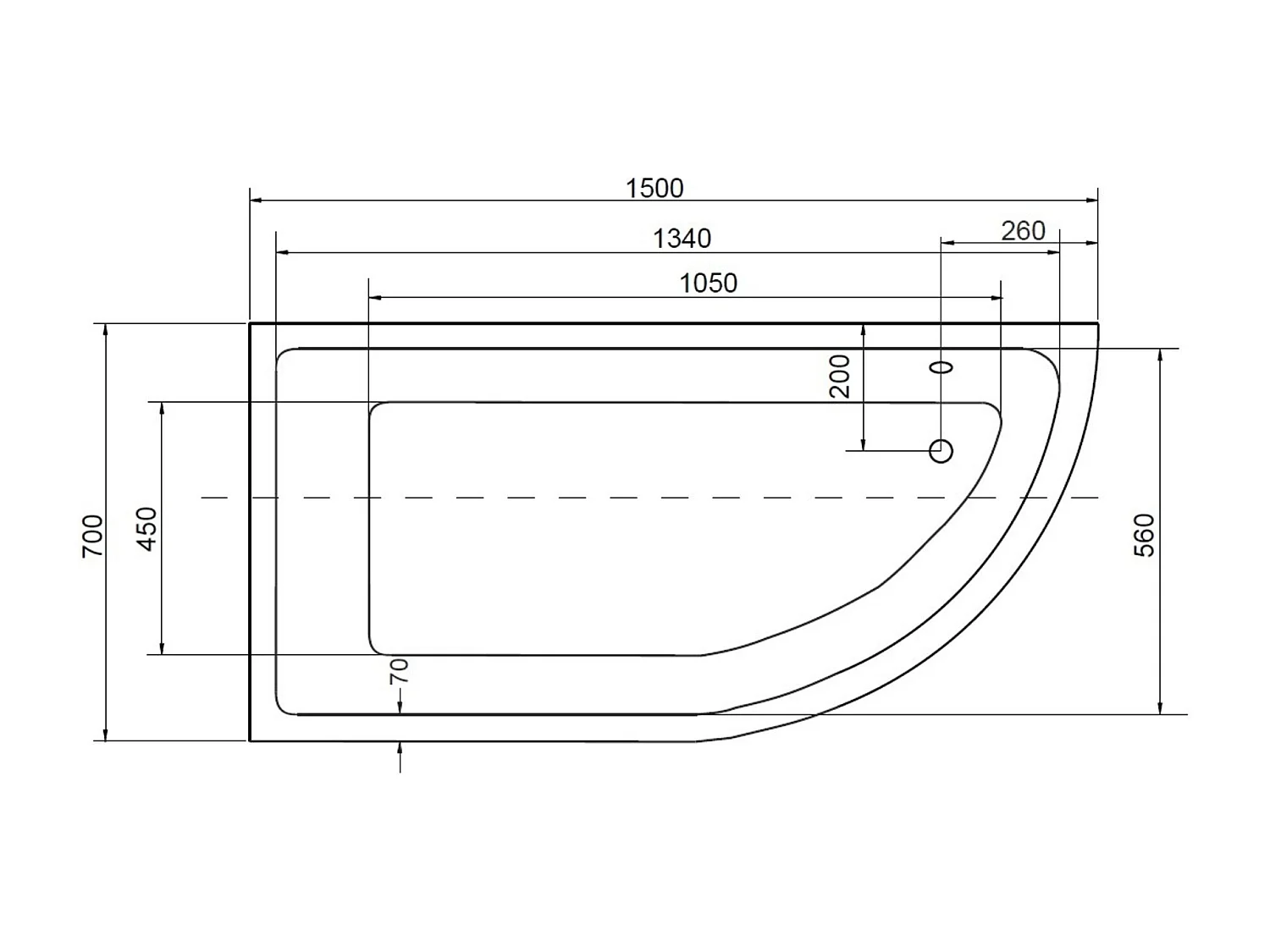 Baignoire d'angle ORIEGA 150 cm gauche avec tablier