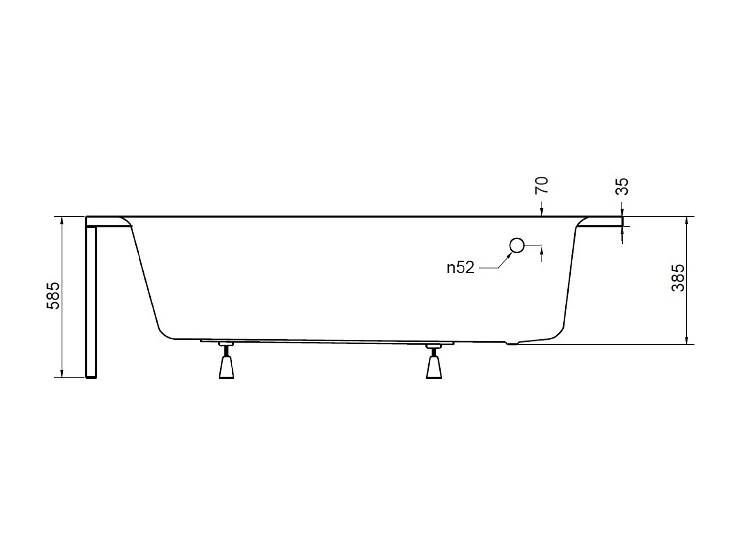 Baignoire d'angle ORIEGA 150 cm gauche avec tablier