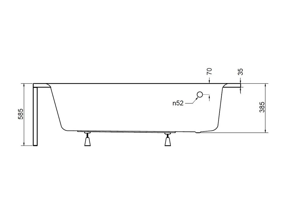 Baignoire d'angle ORIEGA 150 cm gauche avec tablier et appui tête