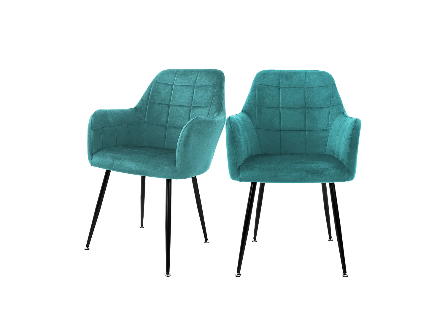 Set 2x chaises de salle à manger rembourré velours turquoise fauteuils retro/moderne