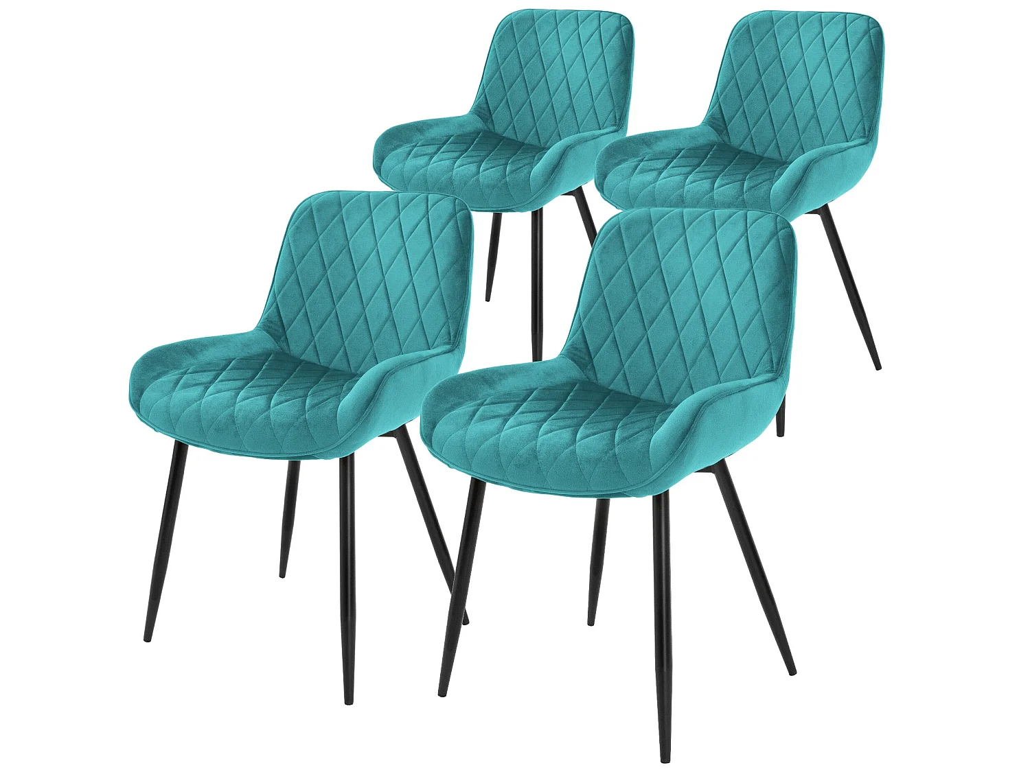 Set di 4 sedie, sedie sala da pranzo, sedie soggiorno, sedia imbottita, sedia cucina, velluto