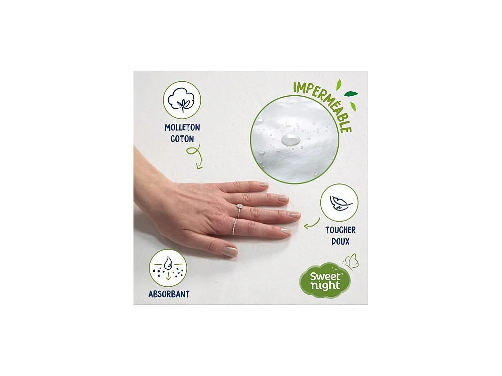 Protège matelas imperméable anti-acariens Greenfirst - 80 x 190/200 cm - Blanc Molleton 100% coton