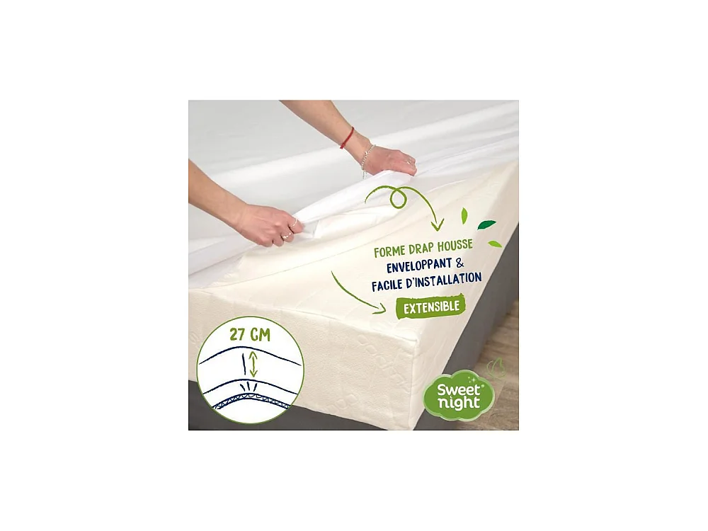Protège matelas imperméable anti-acariens Greenfirst - 80 x 190/200 cm - Blanc Molleton 100% coton