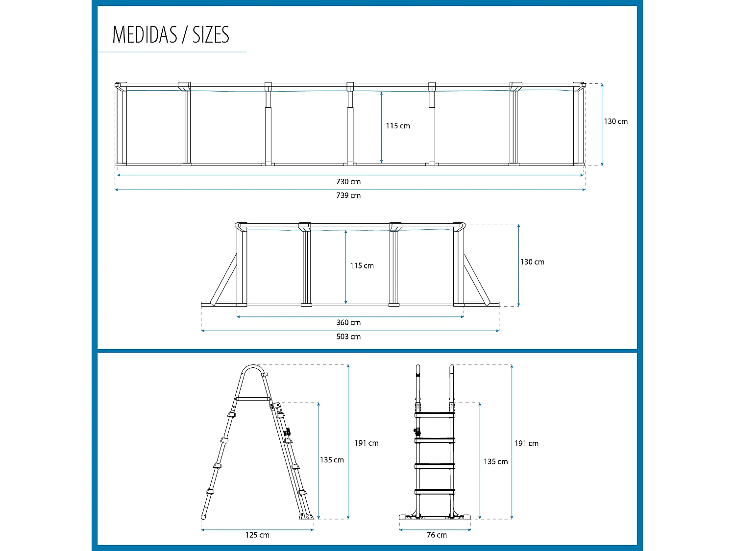 Piscine acier Hydrium effet bois ovale 7,30 x 3,60 x 1,30 m - Bestway