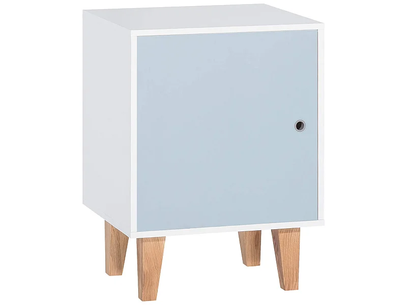 Chevet 1 porte en bois avec pieds en chêne massif bleu - CH17021