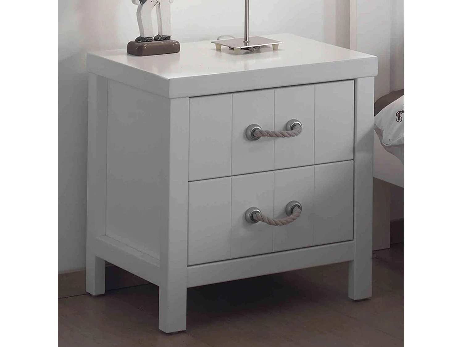 Chevet 2 tiroirs bois vernis blanc CH2016 - Terre de nuit