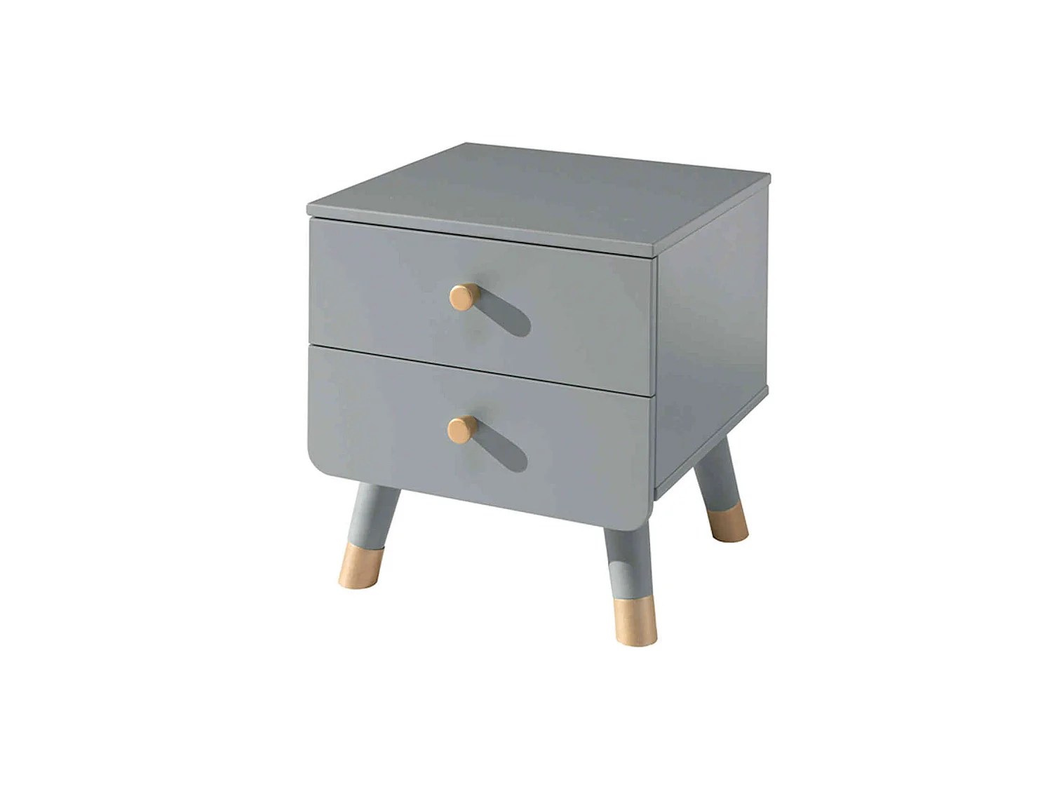 Chevet enfant 2 tiroirs en bois massif gris - CH2031
