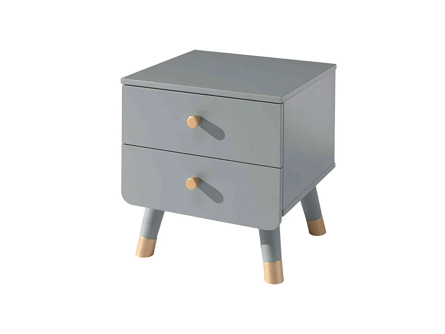 Chevet enfant 2 tiroirs en bois massif gris - CH2031