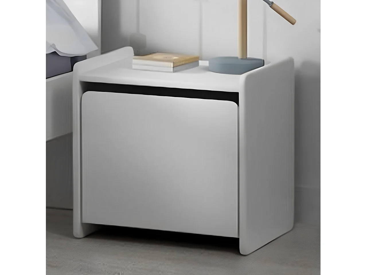 Chevet 1 porte enfant blanc laqué