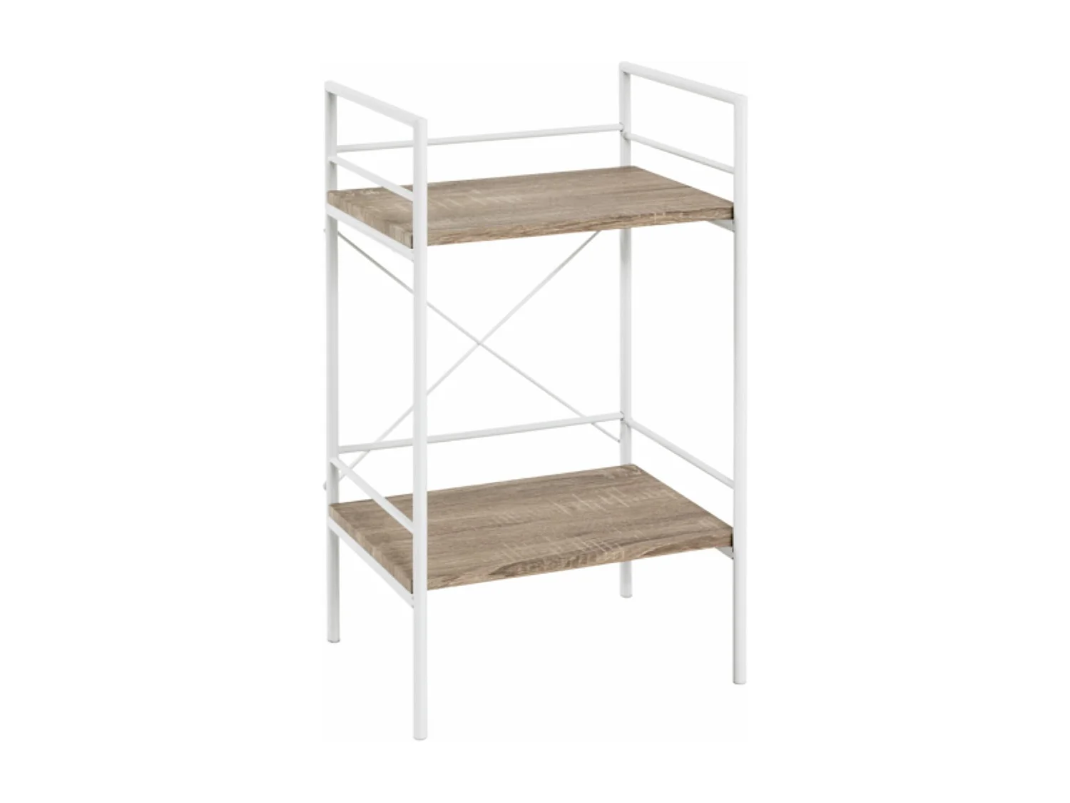 Etagère 2 plateaux en bois imitation chêne clair et blanc laqué - ET15006