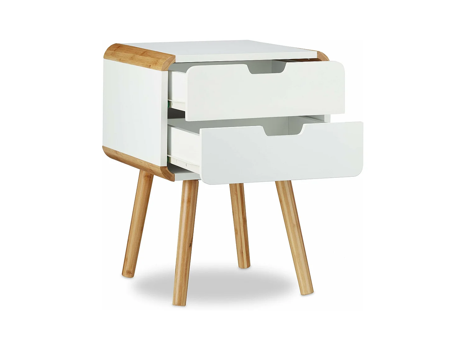 Table chevet 2 tiroirs effet bois blanche 40 x 40 x 55 cm 13_0002693