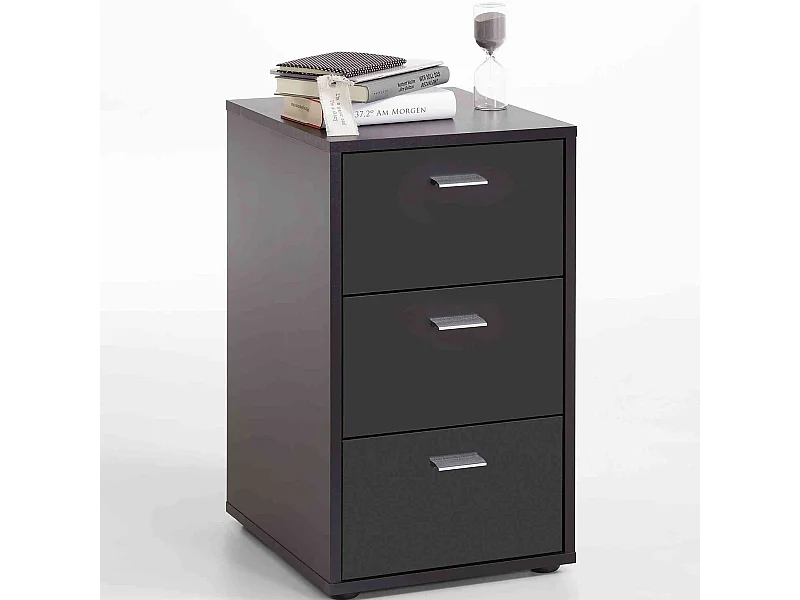 Chevet 3 tiroirs en bois noir - CH13027