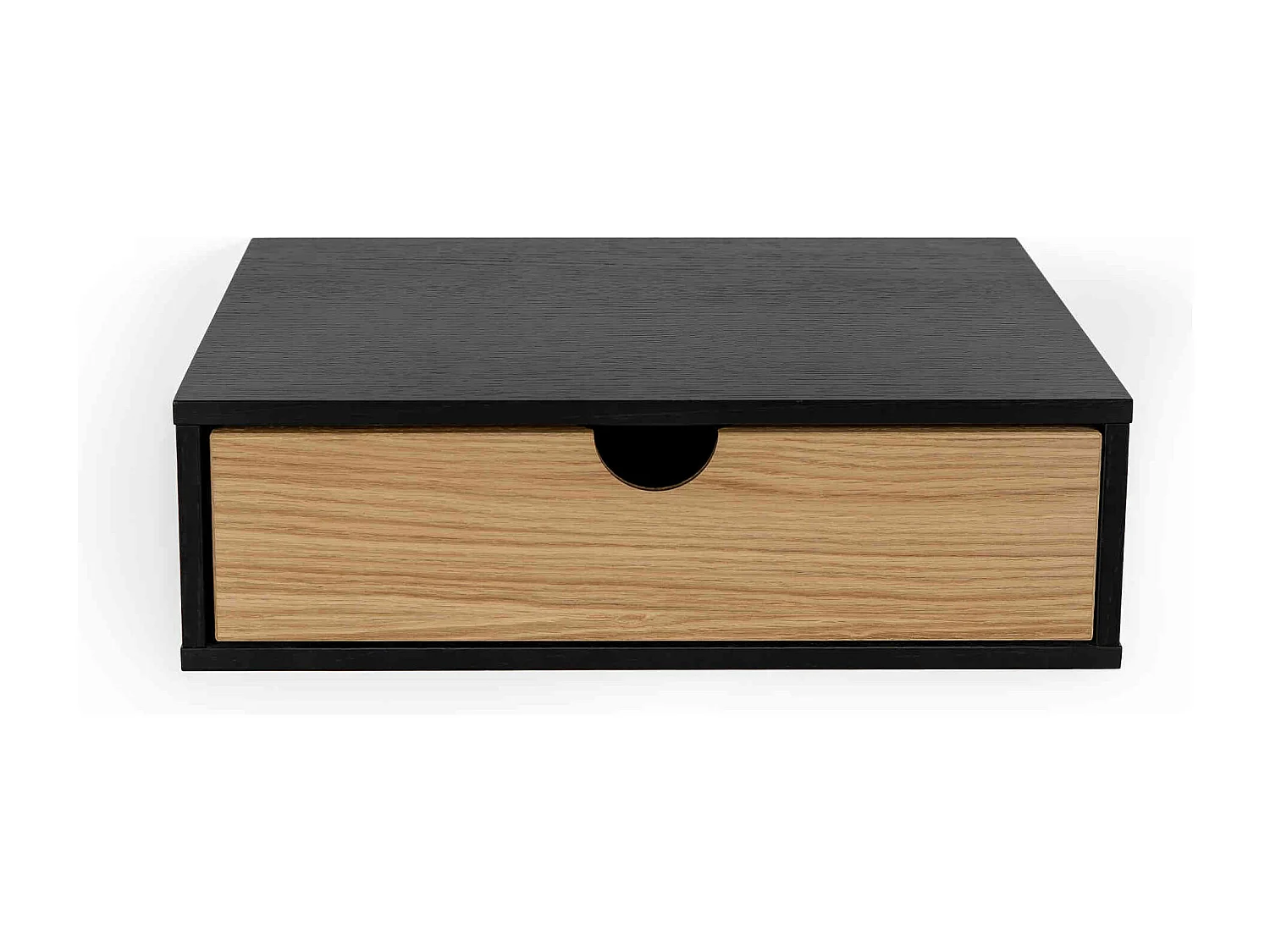 Chevet mural 1 tiroir noir et chêne - CH0067