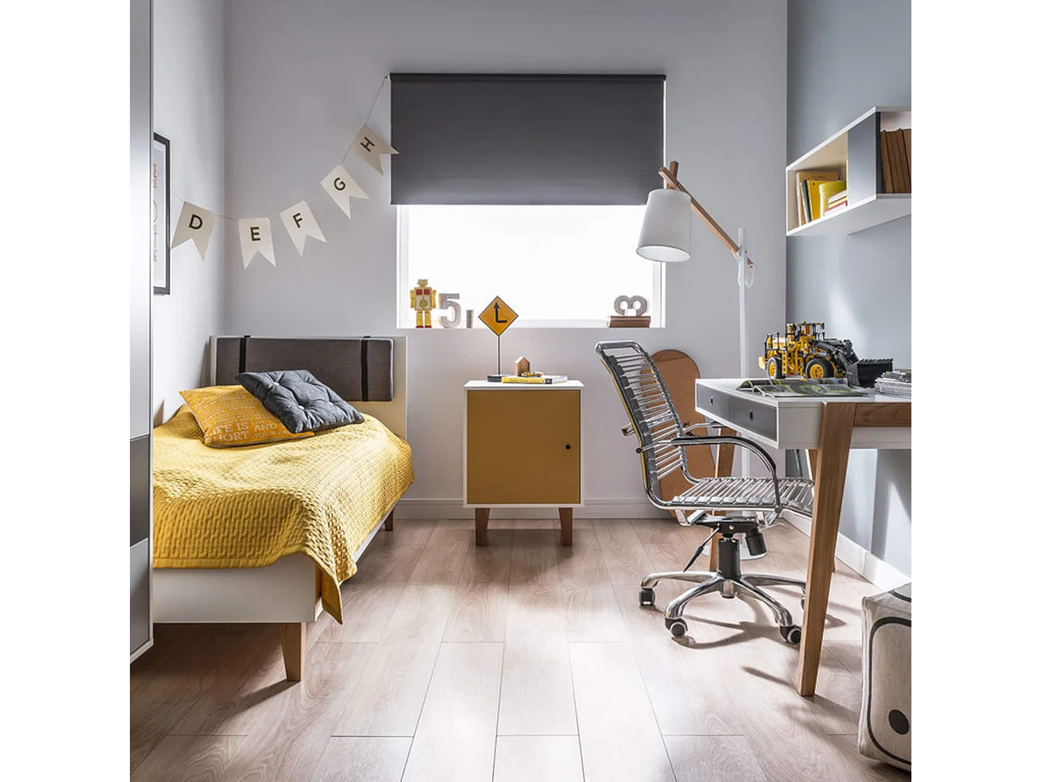 Chevet 1 porte en bois avec pieds en chêne massif jaune - CH17021