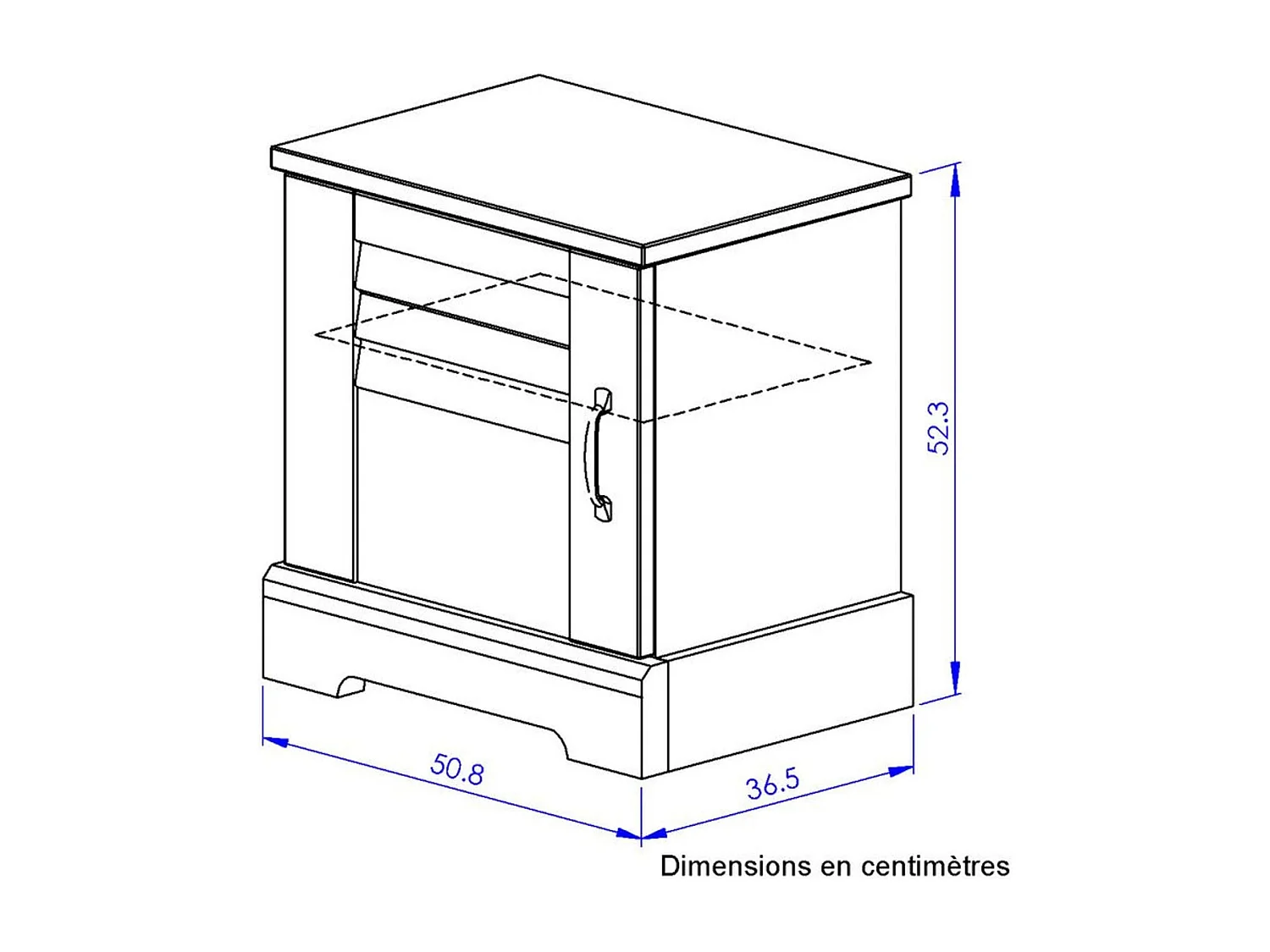 Chevet en bois clair 1 porte avec imitation châtaignier - CH5067