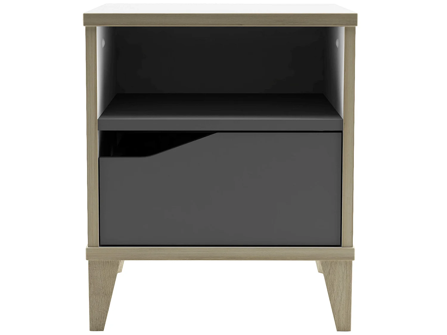 Chevet enfant 1 niche 1 tiroir en bois blanc et gris - CH212