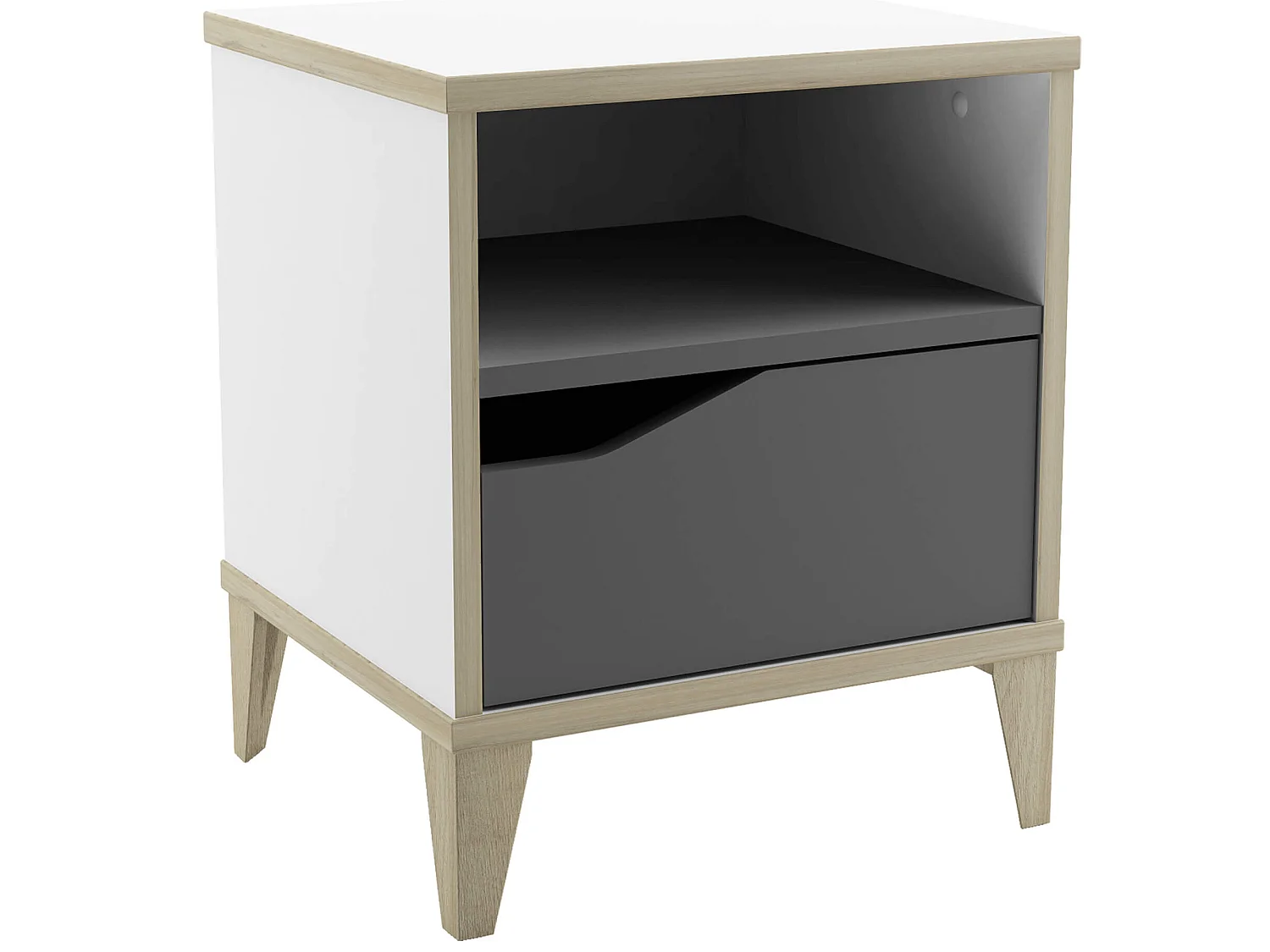 Chevet enfant 1 niche 1 tiroir en bois blanc et gris - CH212