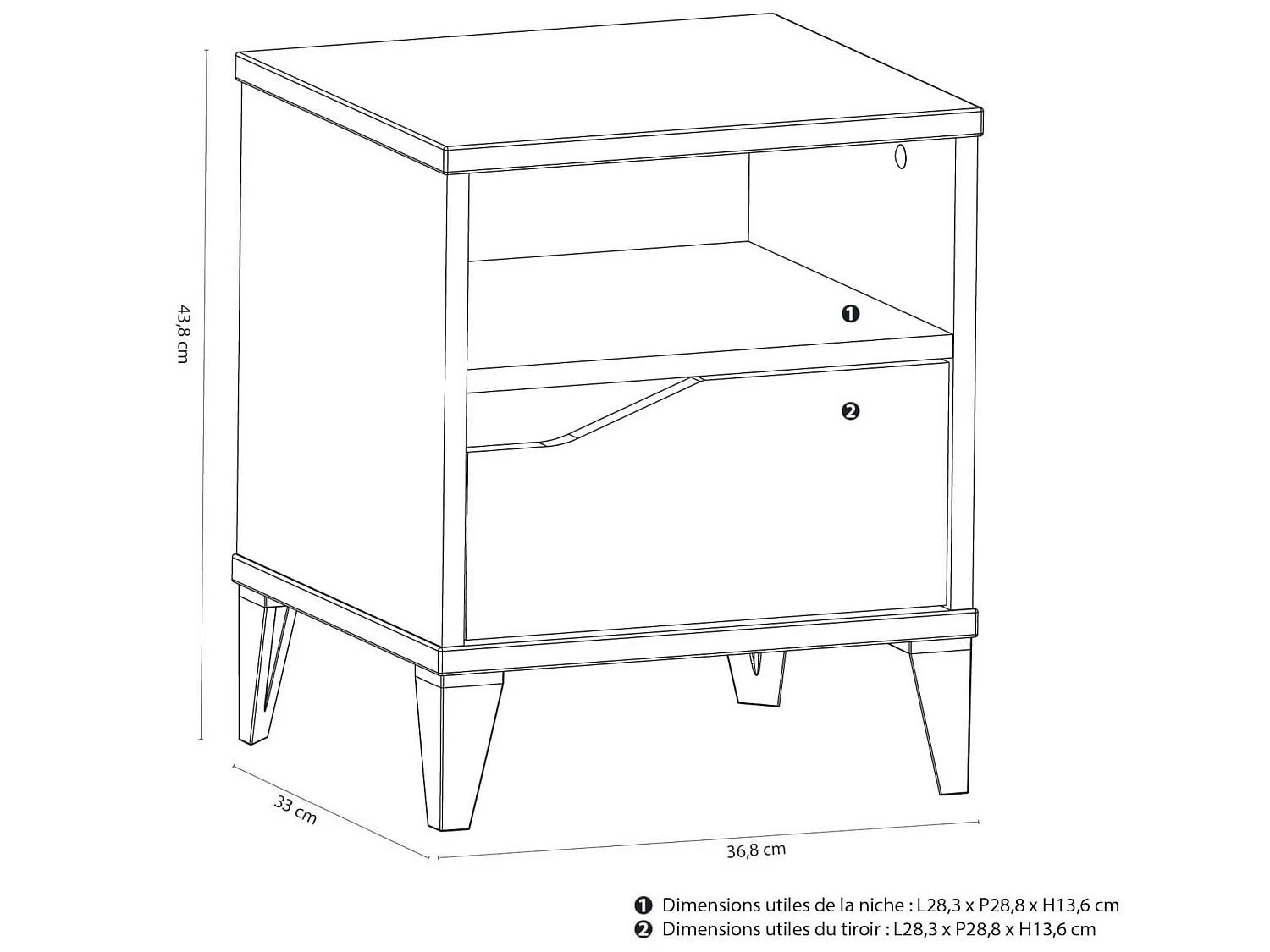 Chevet enfant 1 niche 1 tiroir en bois blanc et gris - CH212