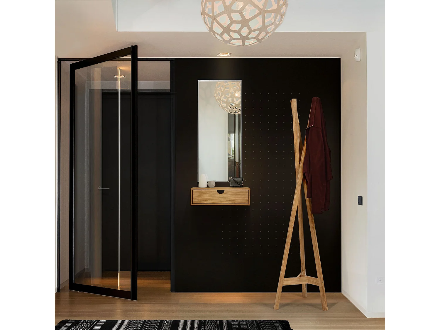 Chevet mural 1 tiroir imitation chêne - CH0067