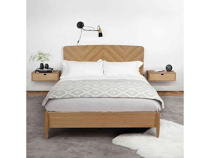 Chevet mural 1 tiroir imitation chêne - CH0067