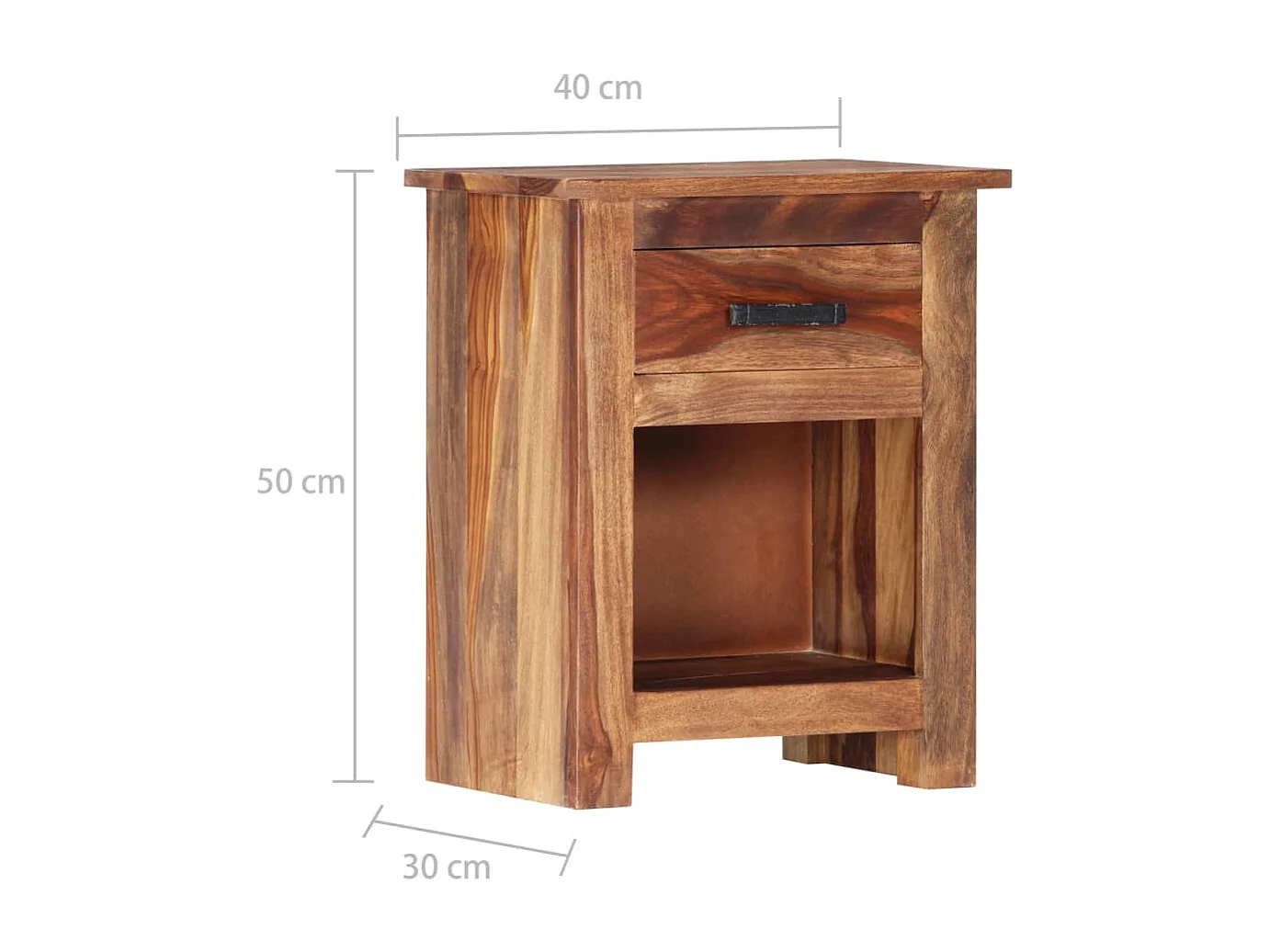 Table de nuit chevet bois marron 40 x 30 x 50 cm 1402149