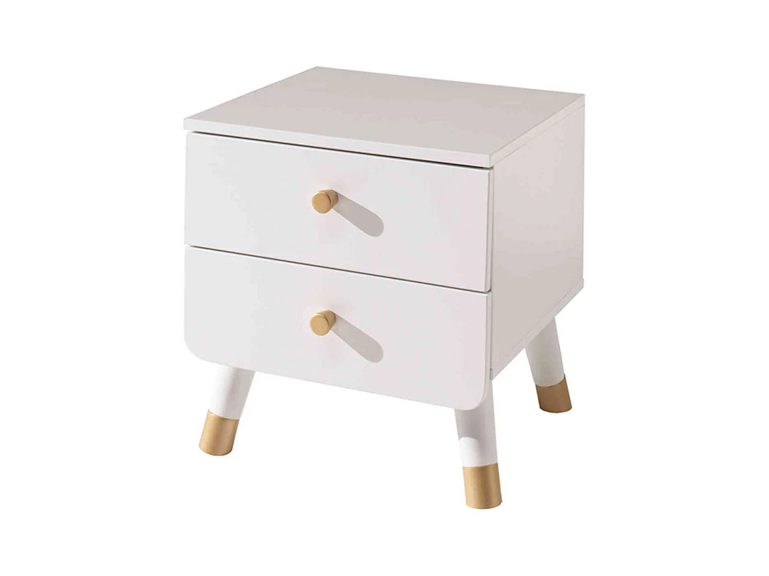 Chevet enfant 2 tiroirs en bois massif blanc - CH2031