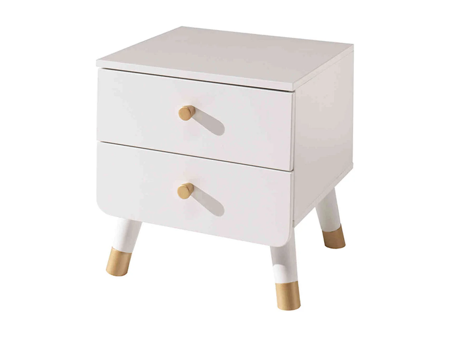 Chevet enfant 2 tiroirs en bois massif blanc - CH2031