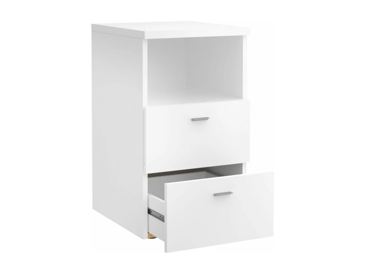 Chevet 2 tiroirs + 1 niche en bois blanc - CH13024