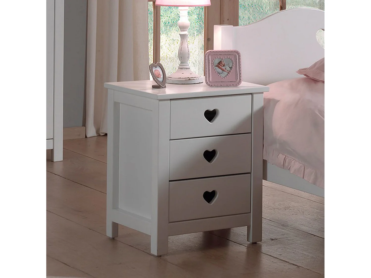 Chevet 3 Tiroirs en Bois Blanc CH2001