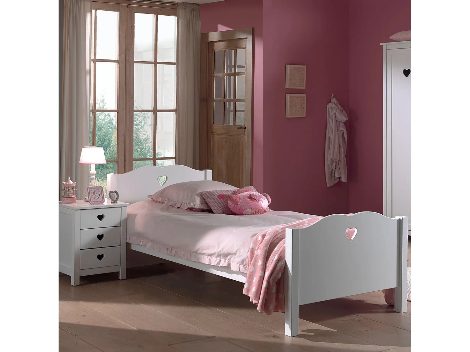 Chevet 3 Tiroirs en Bois Blanc CH2001