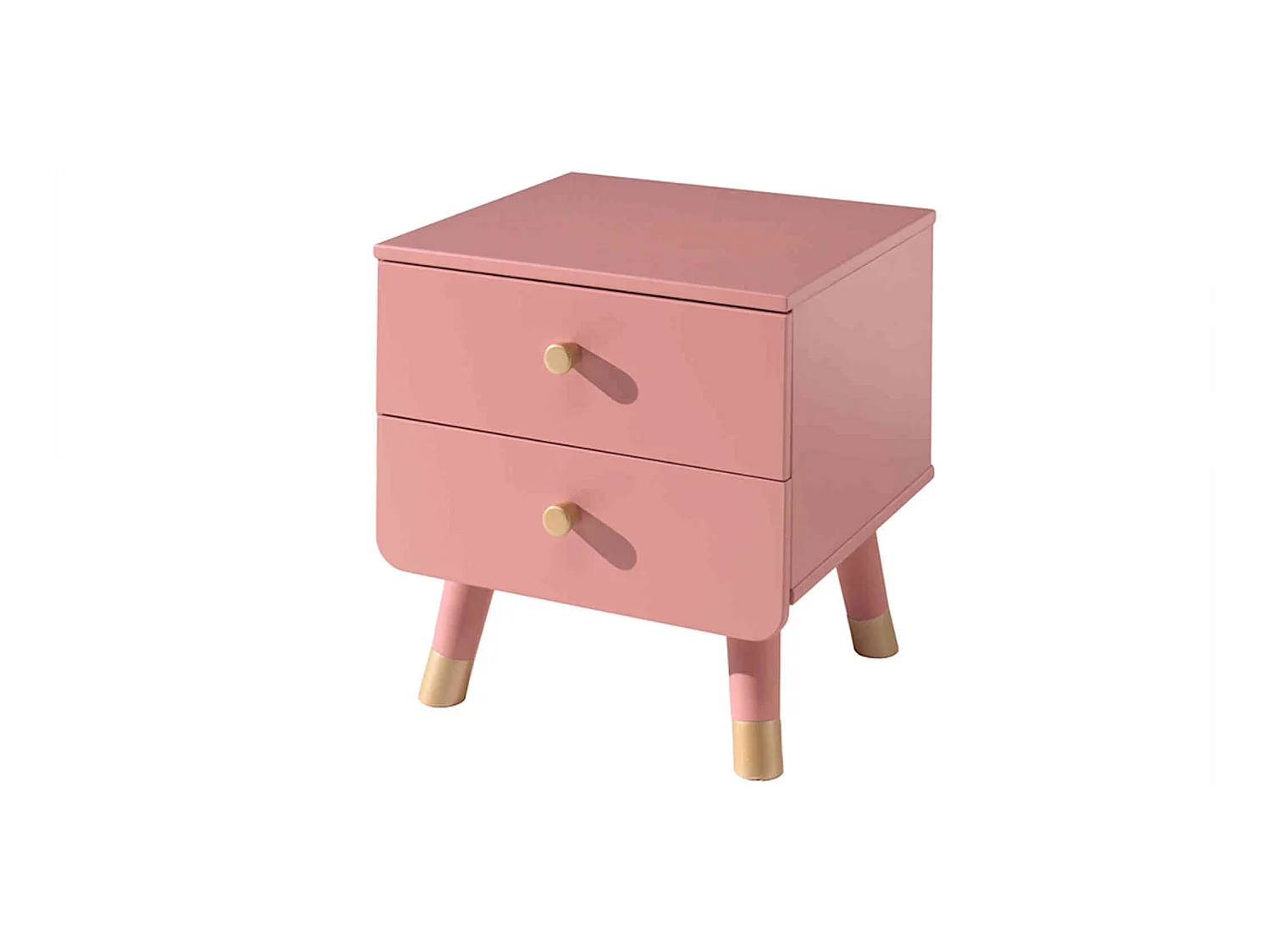 Chevet enfant 2 tiroirs en bois massif rose - CH2031