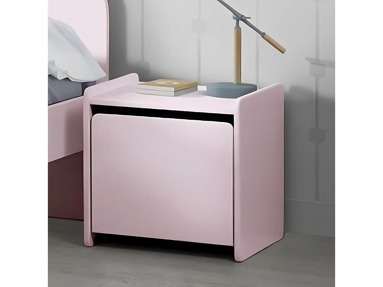 Chevet 1 porte enfant rose - Terre de Nuit