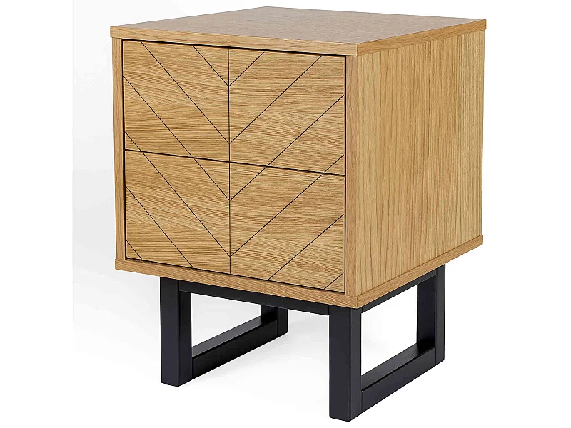 Chevet 2 tiroirs en bois imitation chêne - CH0022