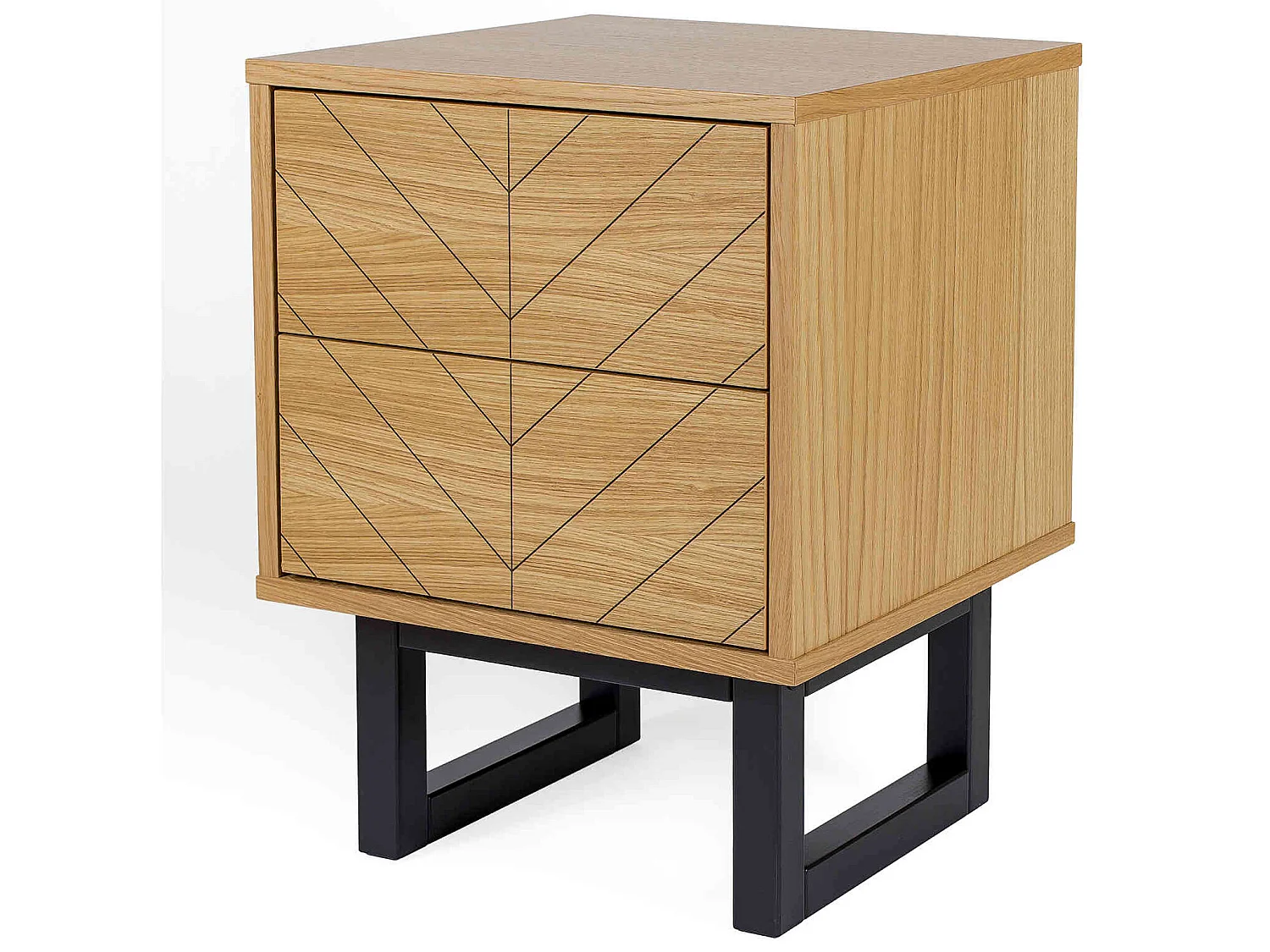 Chevet 2 tiroirs en bois imitation chêne - CH0022